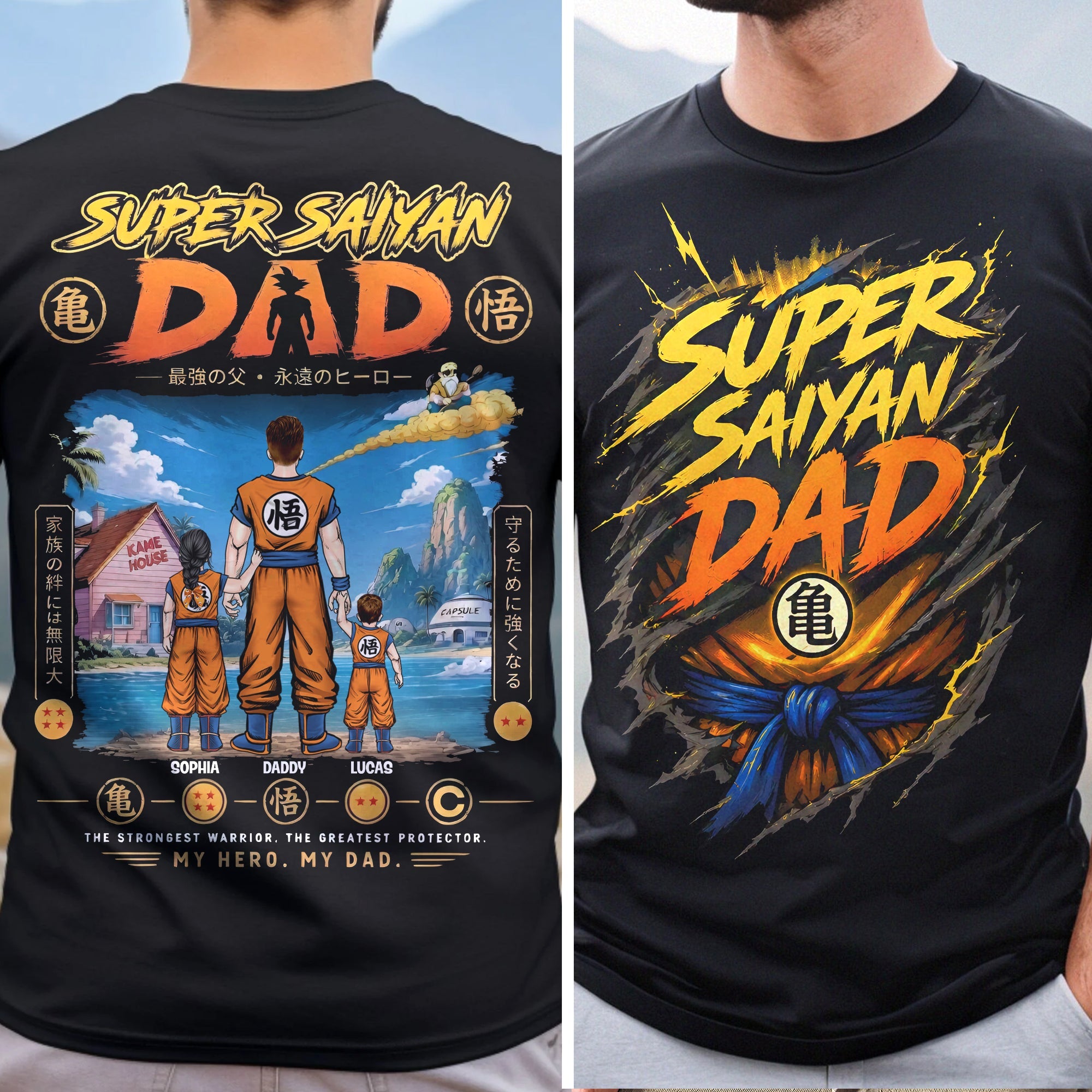 “Super Saiyan Dad - The Ultimate Hero!” - Personalized Battle Legend Dad Shirt for Gift For Dads, Grandpas and Fathers Shirts PopCulturePrints