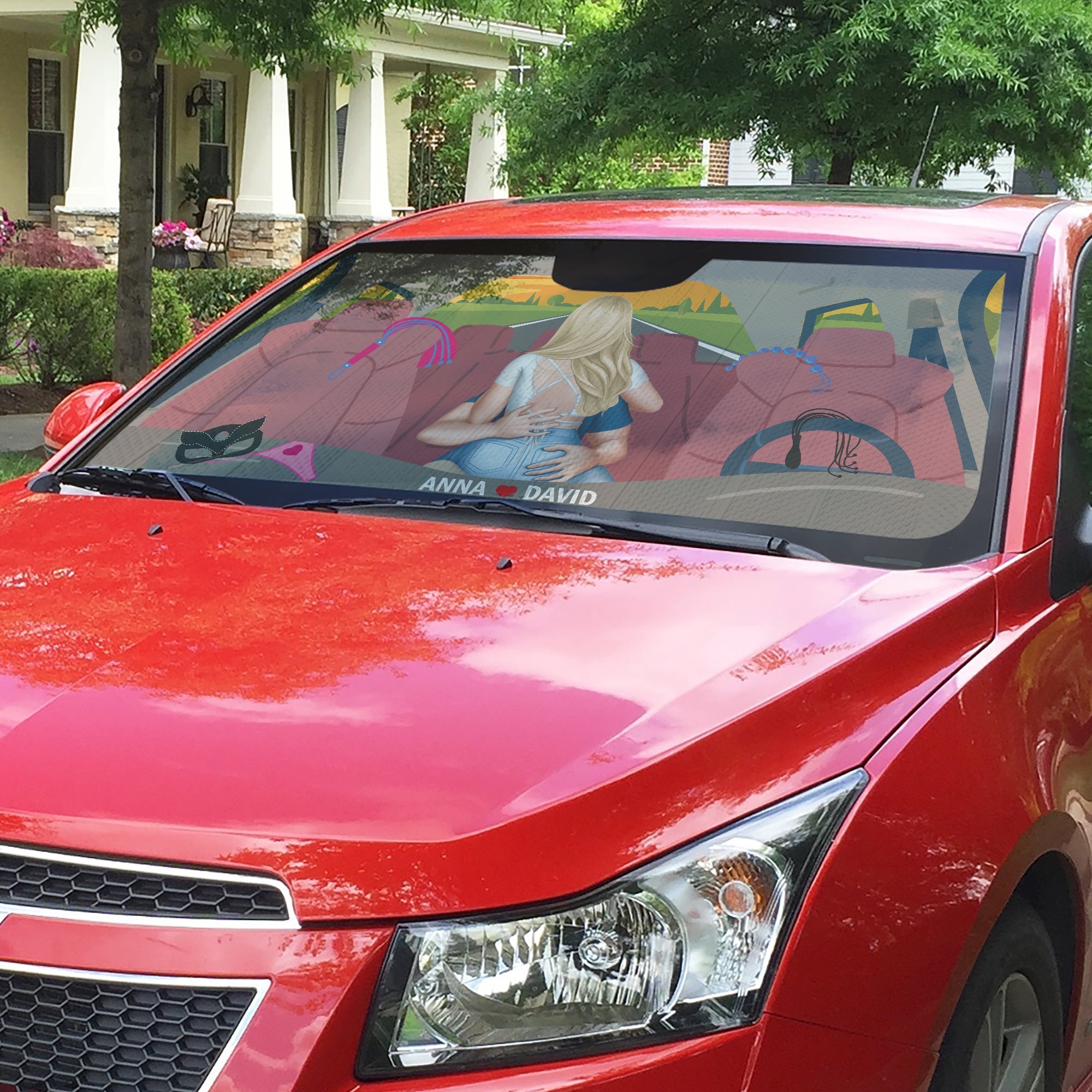 Personalized Couple Windshield Sunshade - Custom Love Design Doormat PopCulturePrints