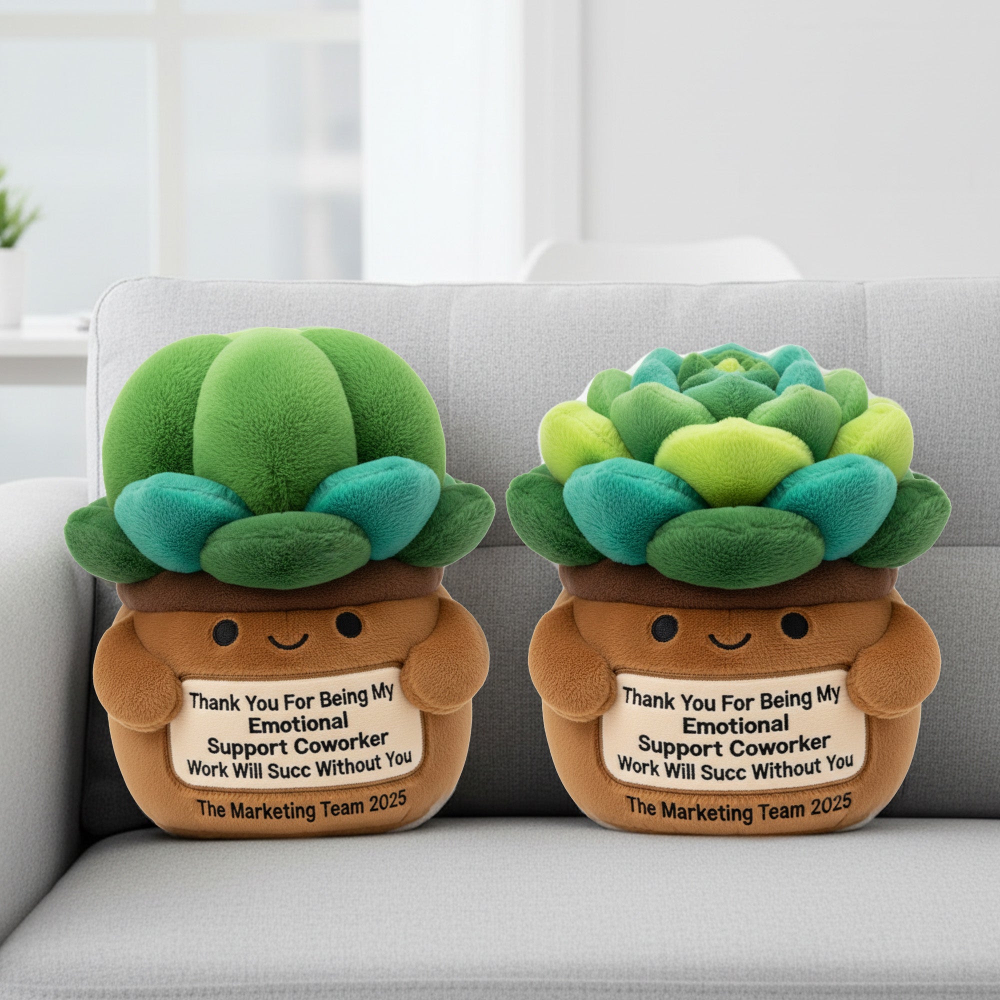 Thank You for Being My Emotional Support Coworker - Succulent Plant Custom Shaped Pillow Pillow PopCulturePrints