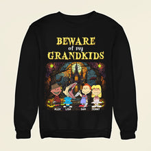 Load image into Gallery viewer, Personalized &#39;Beware of My Grandkids&#39; 2D Horror Character Shirt for Grandma
