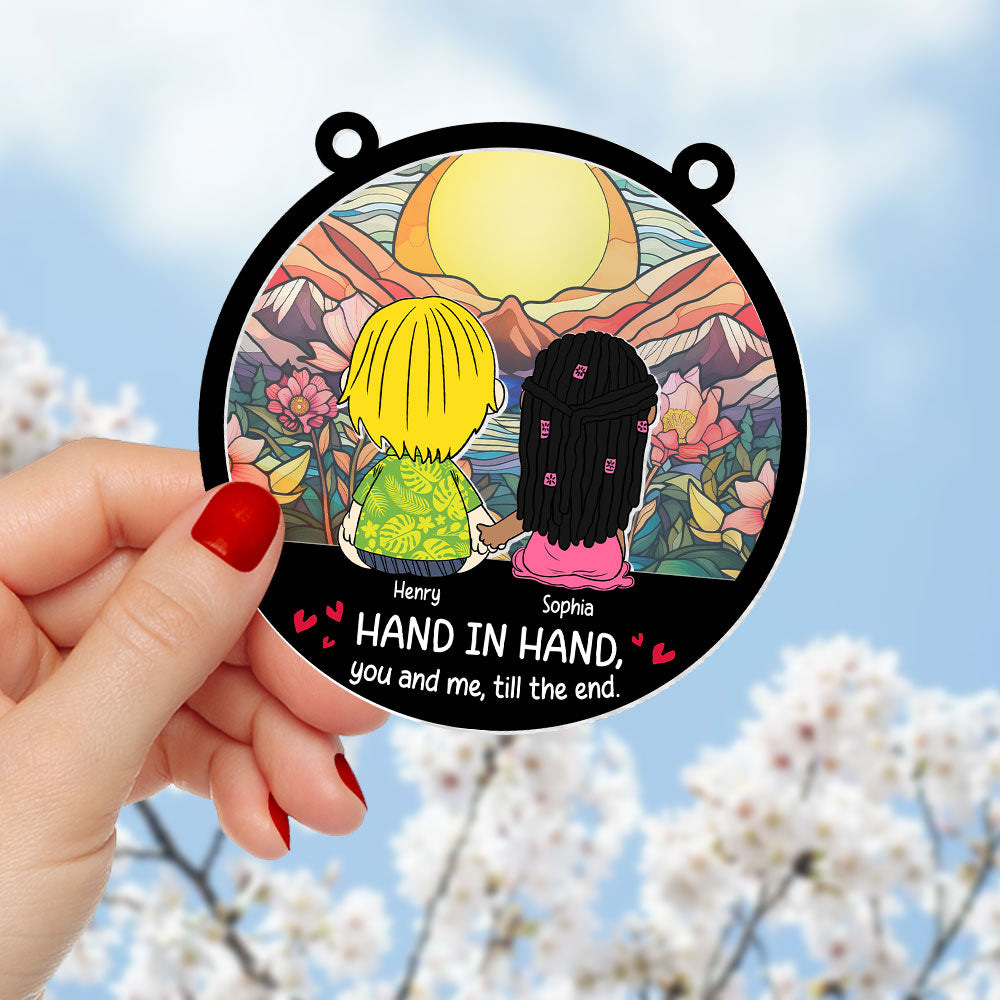 Personalized Couple Suncatcher Ornament - Hand in Hand Suncatcher PopCulturePrints