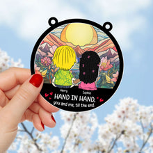 Load image into Gallery viewer, Personalized Couple Suncatcher Ornament - Hand in Hand Suncatcher PopCulturePrints
