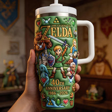 Load image into Gallery viewer, Celebrate Adventure: 40th Anniversary Tumbler - Personalized Gifts for Legend of Zelda Fans Tumbler Cup PopCulturePrints
