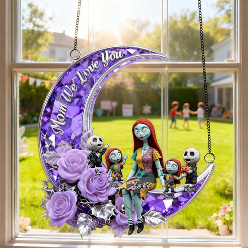 “Mom, We Love You” - Personalized Horror Mom And Kids Suncatcher Ornament - Perfect Gift for Mom and Grandma Ornament PopCulturePrints