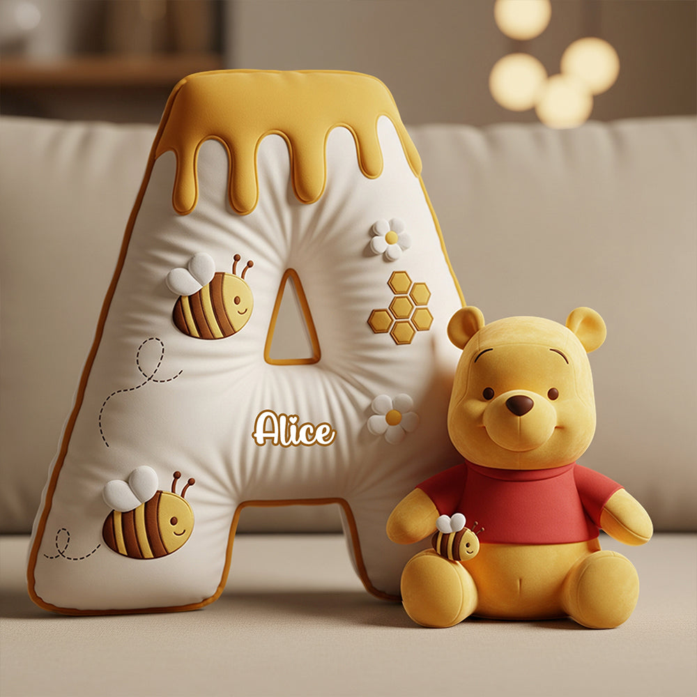 Bring Sweetness to Your Child's Room with Our Honey Letter Pillow - Personalized Gift for Kids Pillow PopCulturePrints