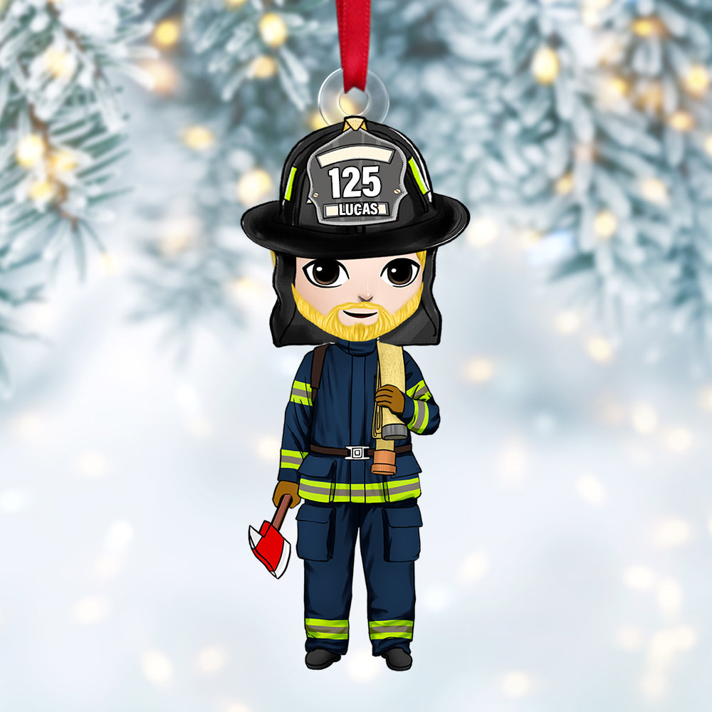 Custom Firefighter Christmas Ornament - Personalized Hero Keepsake