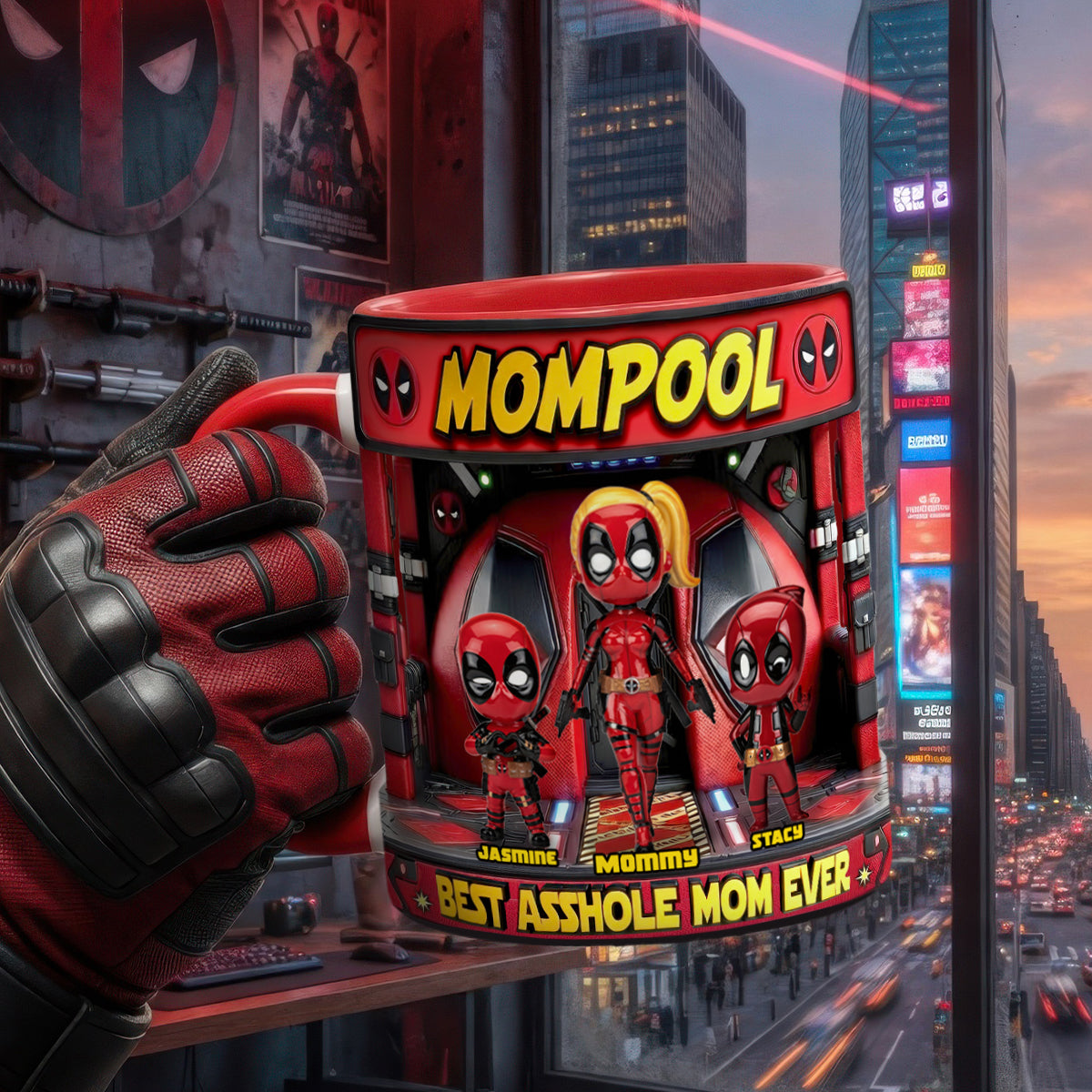 "Best Asshole Mom Ever" - Funny Fighter Mom And Kids Accent Mug - Personalized Gift for Mom, Grandma, and More Coffee Mug PopCulturePrints
