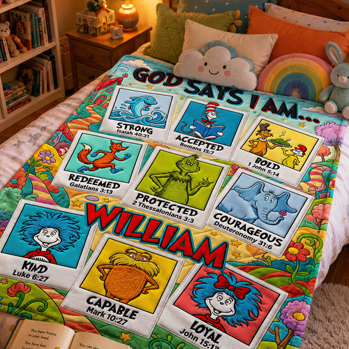 God Says I Am... - Personalized Christian Blanket for Faithful Souls Blanket PopCulturePrints