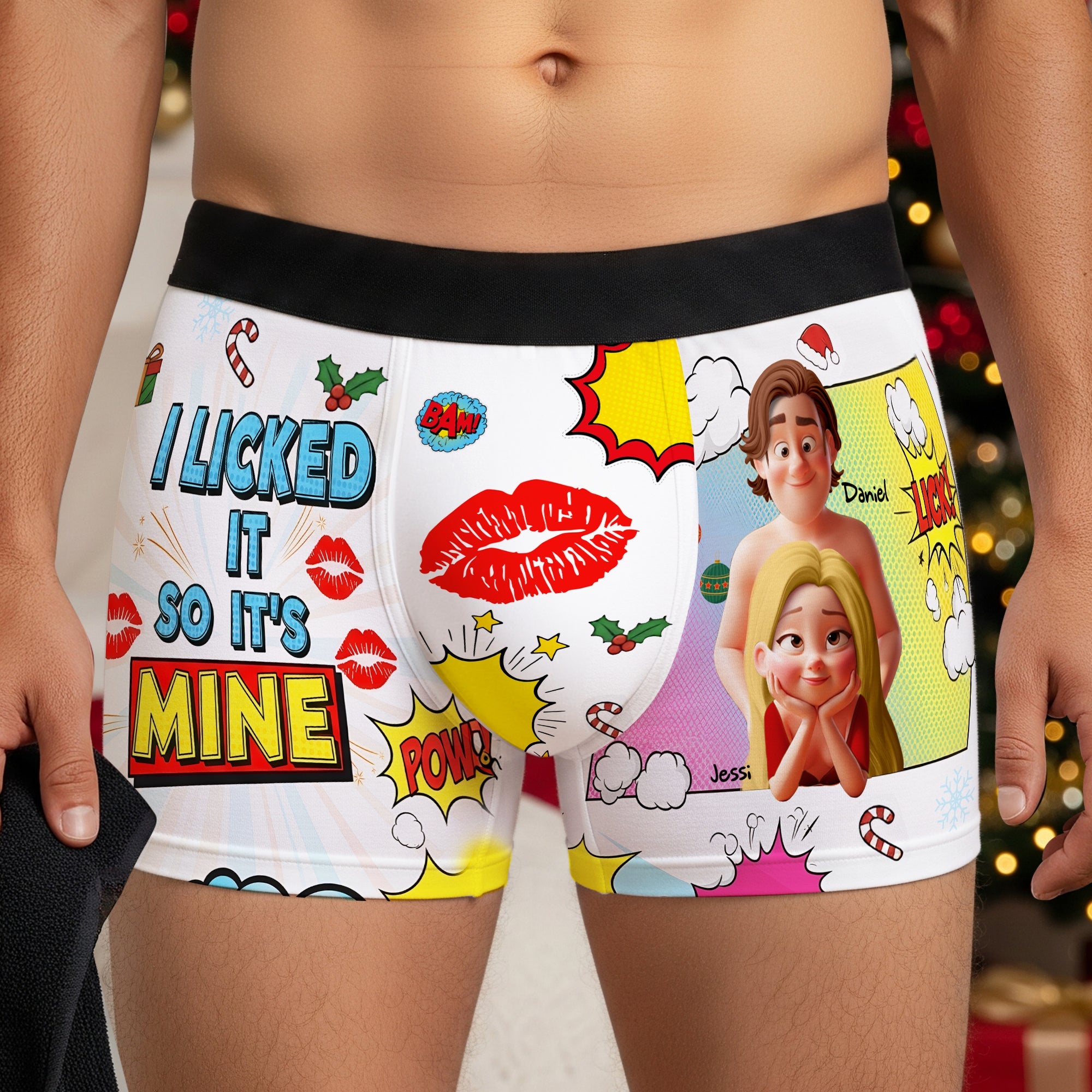 “I Licked It So It's Mine” - Personalized Flirty Couple Boxers for Him Boxer Briefs PopCulturePrints
