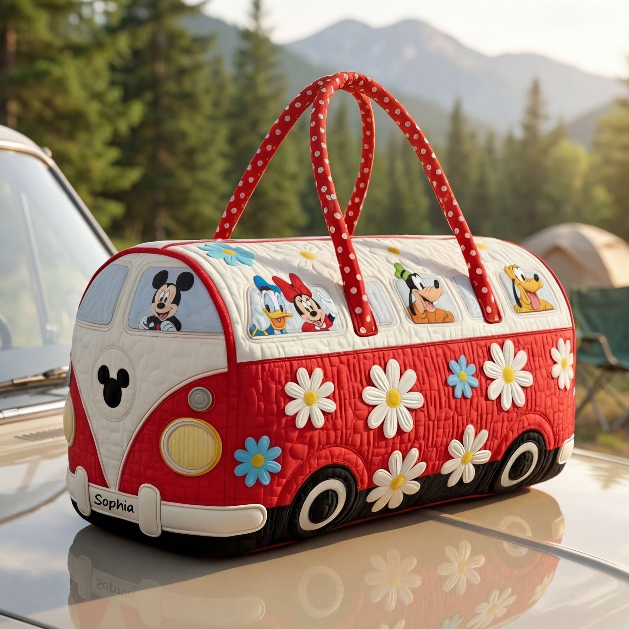 “Adventures Await with Our Cute Characters Duffle Bag” - Quilted Duffle Bag, Personalized Gift for All Occasions