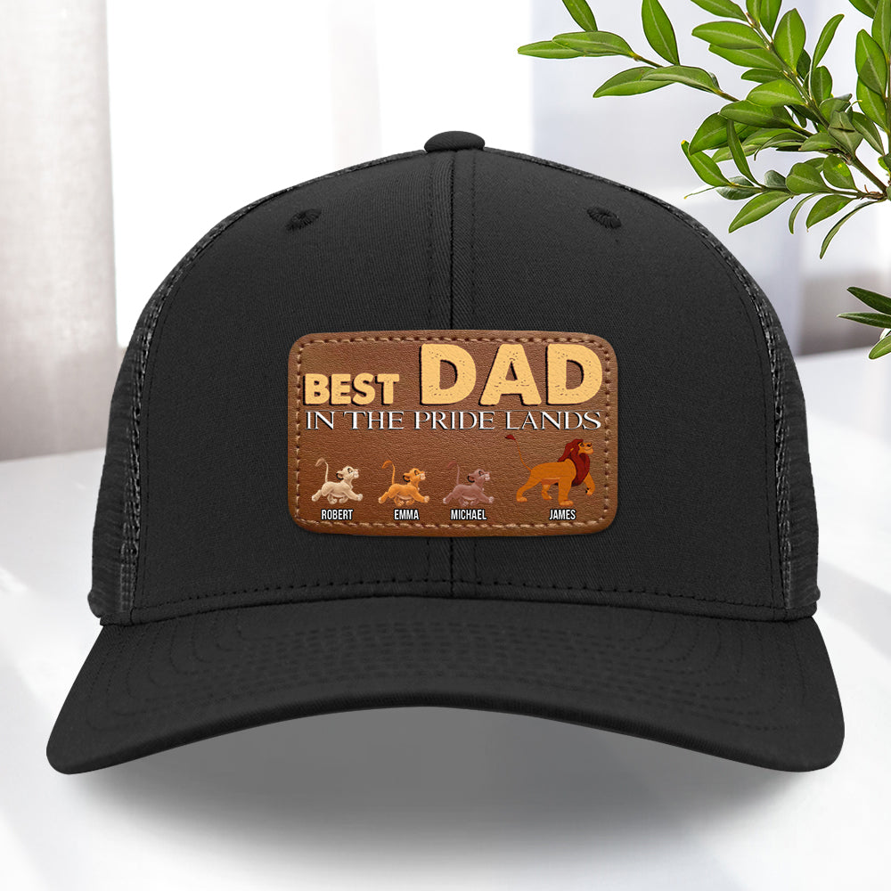 Customizable Best Dad Leather Patch Hat - Lion Kingdom Theme