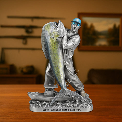 “Catch the Moment!” - Fishing Trophy Plaque - Personalized Gift for Fishing Lovers Shaped Plaques PopCulturePrints