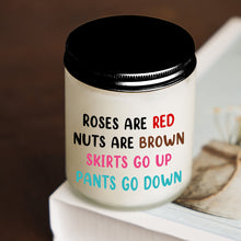Load image into Gallery viewer, Personalized Couple Scented Candle - Roses Are Red, Nuts Are Brown Scented Candle PopCulturePrints
