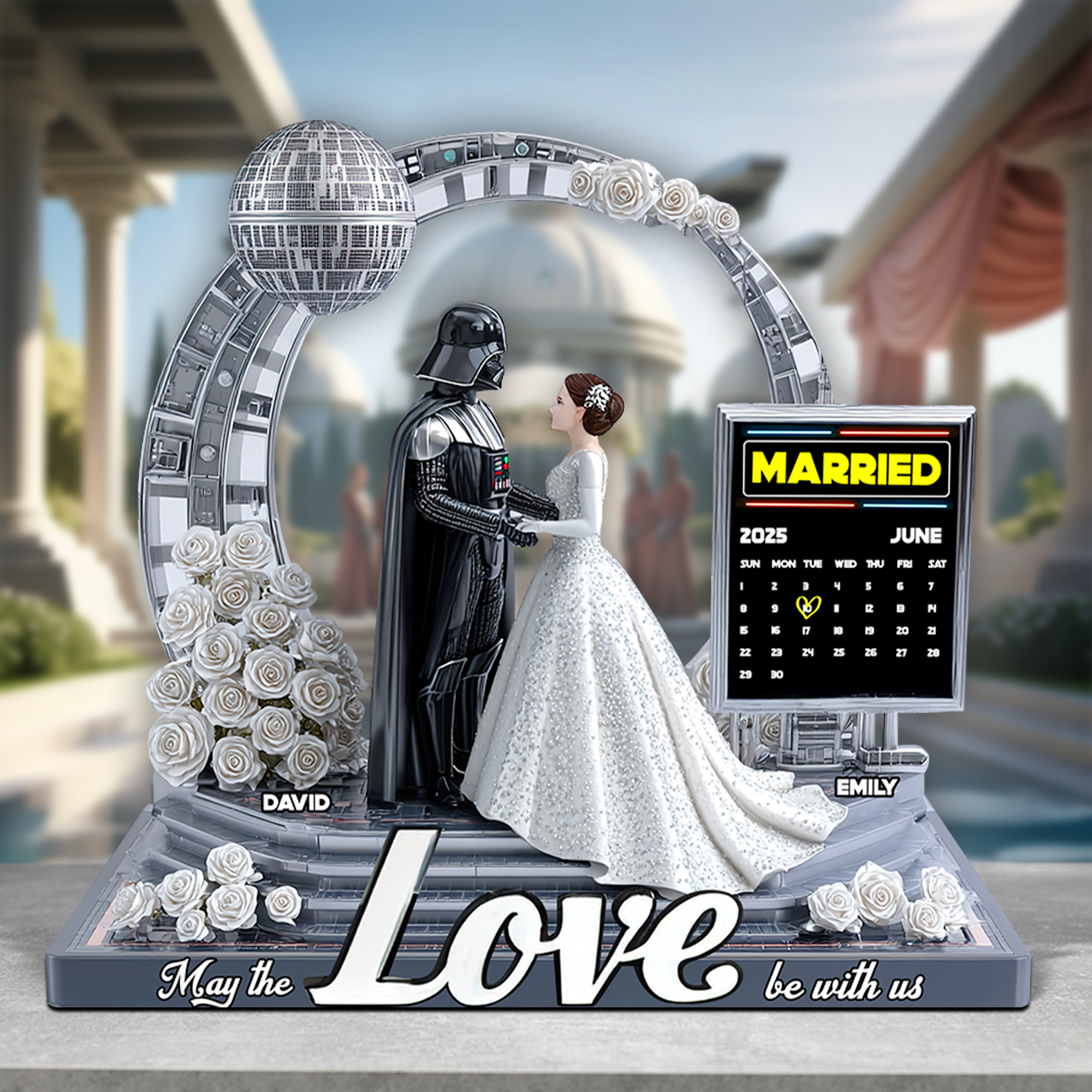 “May the Love Be with Us” - Personalized Couple Acrylic Plaque - Perfect Wedding Gift for Couples Shaped Plaques PopCulturePrints
