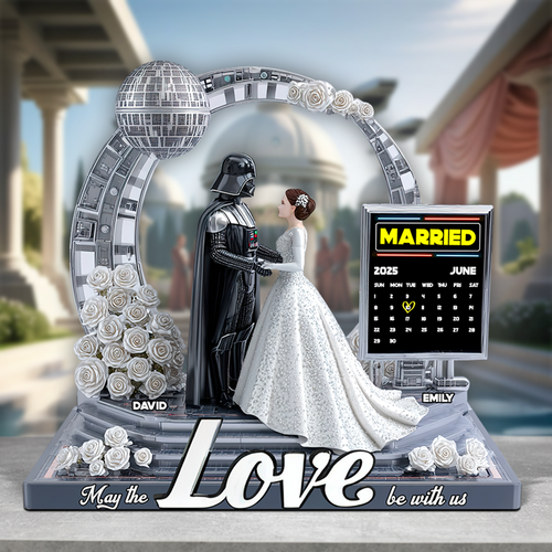 “May the Love Be with Us” - Personalized Couple Acrylic Plaque - Perfect Wedding Gift for Couples Shaped Plaques PopCulturePrints
