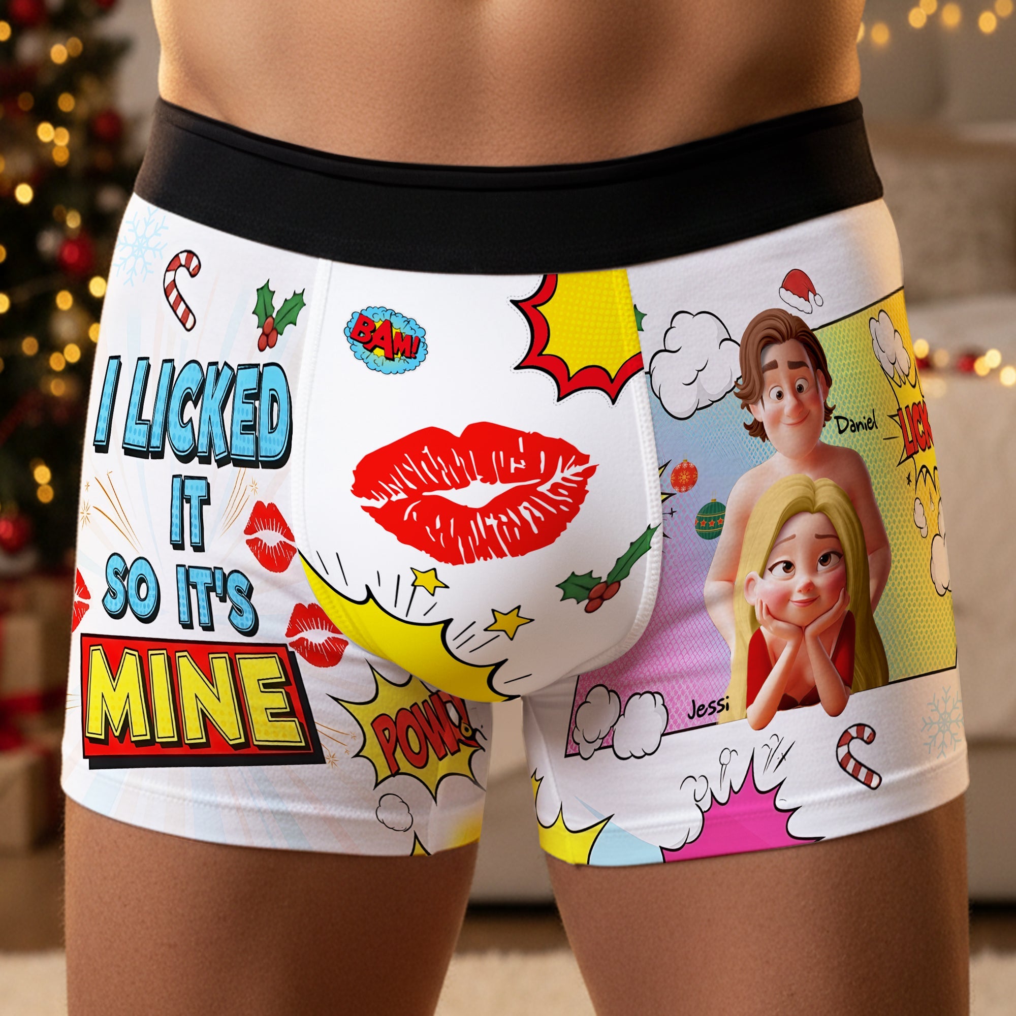“I Licked It So It's Mine” - Personalized Flirty Couple Boxers for Him Boxer Briefs PopCulturePrints