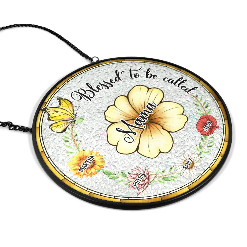 Blessed to Be Called - Personalized Stained Glass Window Hanging Suncatcher for Grandma Suncatcher Ornament PopCulturePrints