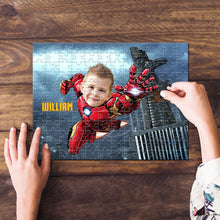 Load image into Gallery viewer, Custom Superhero Photo Jigsaw Puzzle for Kids Wood Sign PopCulturePrints

