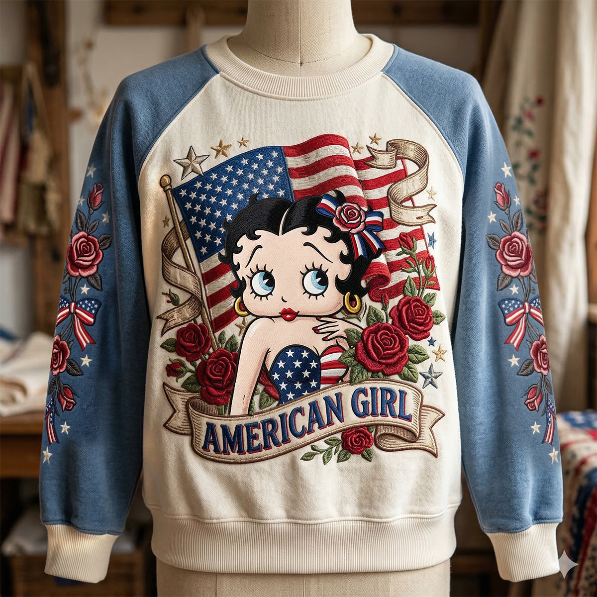 Celebrate Individuality with Our American Girl Sweatshirt - Custom Personalized Gift for Her AOP Products PopCulturePrints