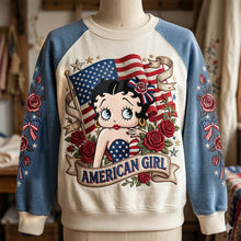 Load image into Gallery viewer, Celebrate Individuality with Our American Girl Sweatshirt - Custom Personalized Gift for Her AOP Products PopCulturePrints
