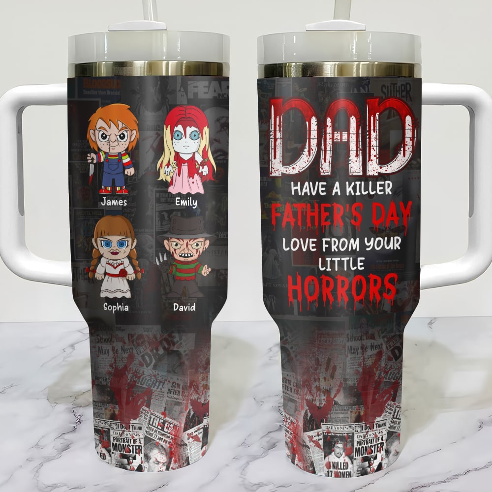 Personalized Horror-Themed Tumbler for Dad - Father's Day Gift from Kids Tumbler Cup PopCulturePrints