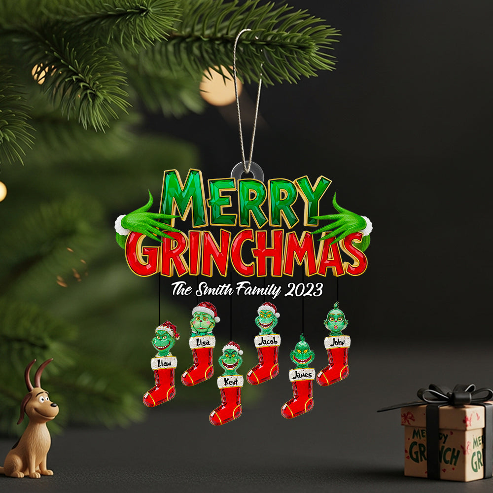 Merry Grinchmas Family Ornament - Personalized Christmas Gift for Family & Friends Ornament PopCulturePrints
