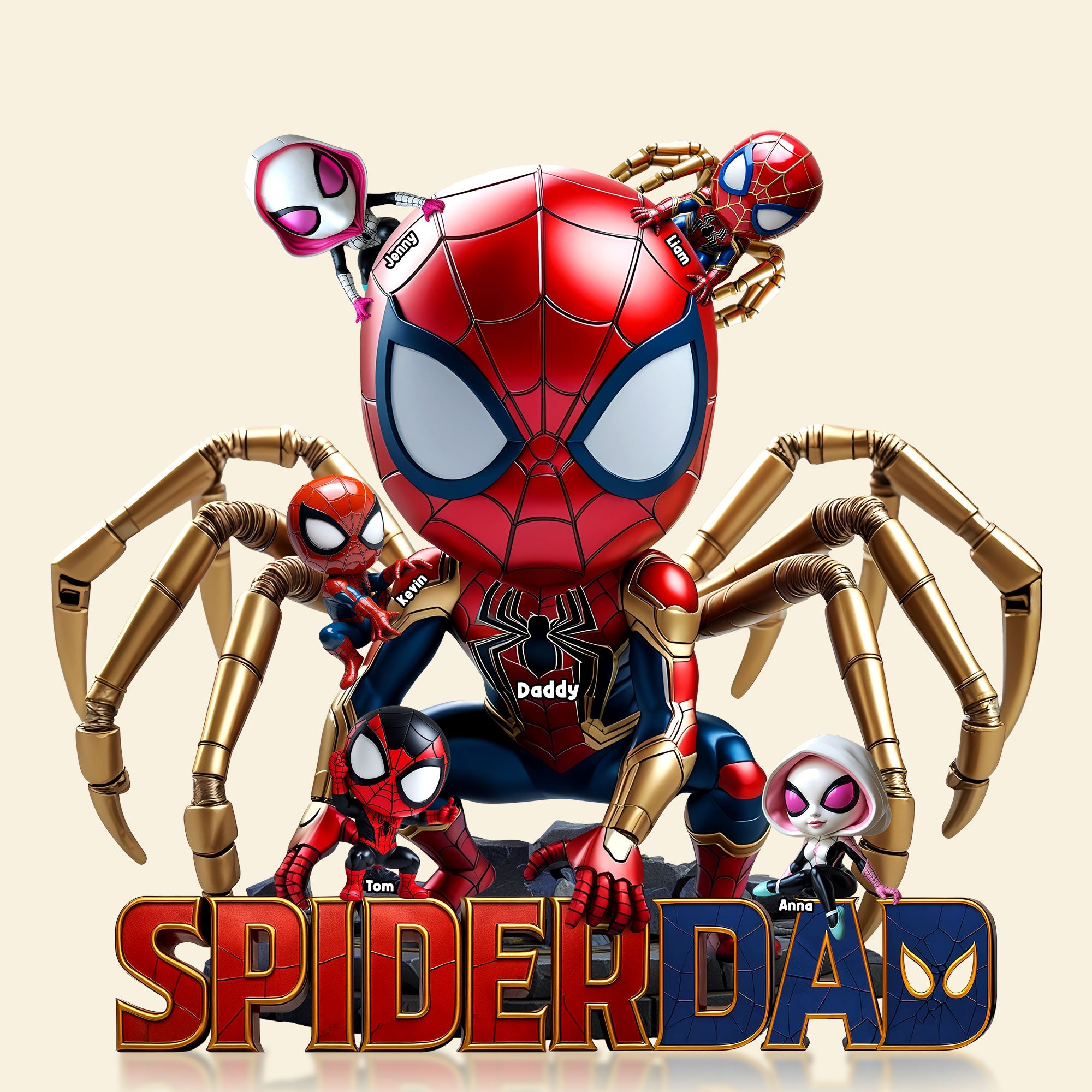 “Swing into Action with Spider Dad” – Personalized Gift for Dads, Grandpas & Superheroes Shaped Plaques PopCulturePrints