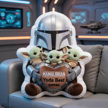 Load image into Gallery viewer, "Yoda Best Mom!" Custom Shaped Pillow - Personalized Gifts for Moms, Grandmas, and More Pillow PopCulturePrints
