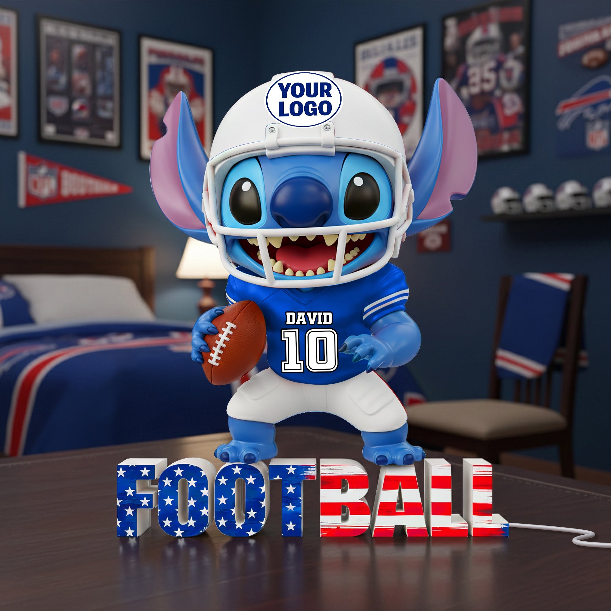 Light Up Your Game: Sport Lover Blue Alien Light Box - Personalized Gift for Sports Fans Light Box PopCulturePrints