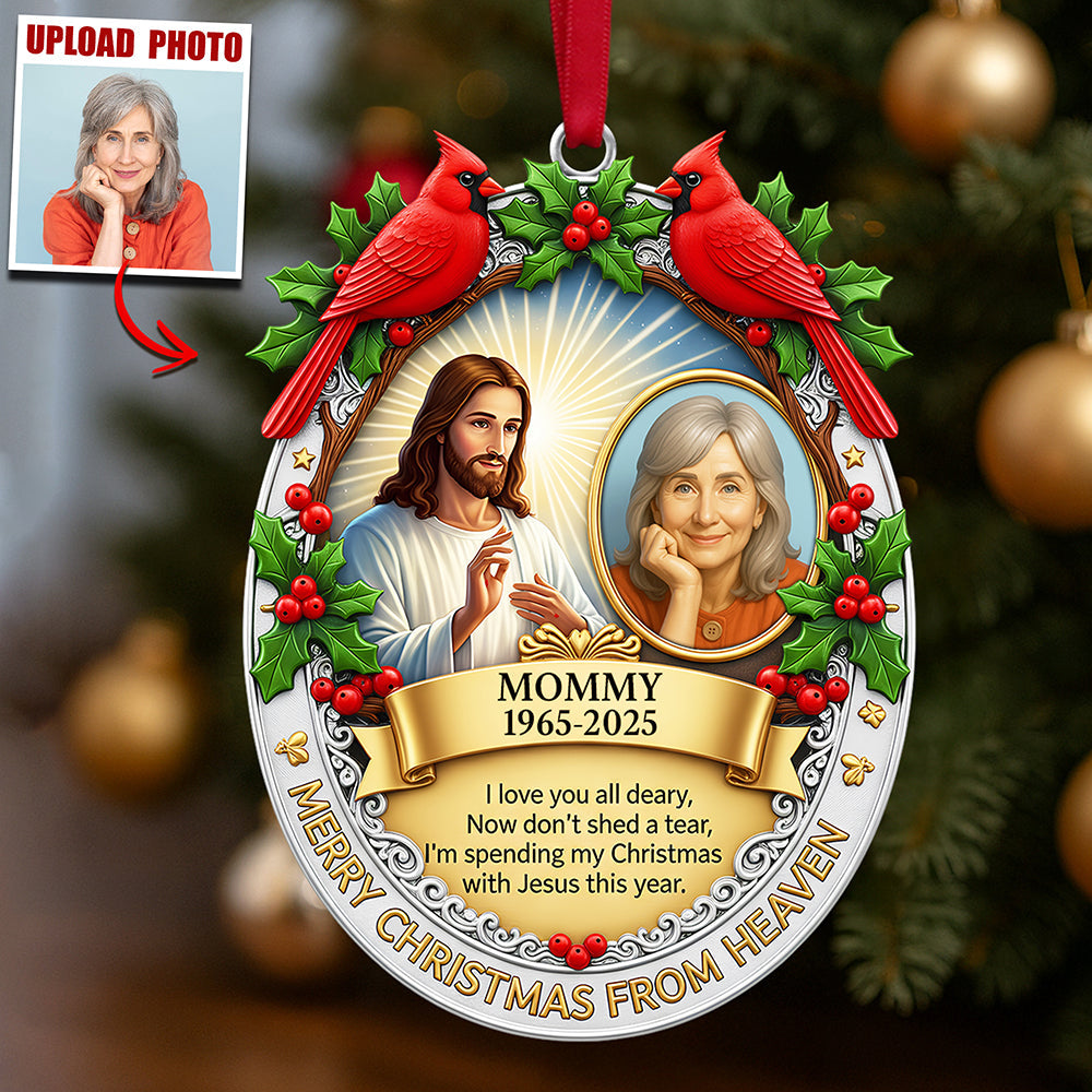 Merry Christmas from Heaven Ornament - Customize with Your Photo - Memorial Gift for Mom, Loved Ones Ornament PopCulturePrints