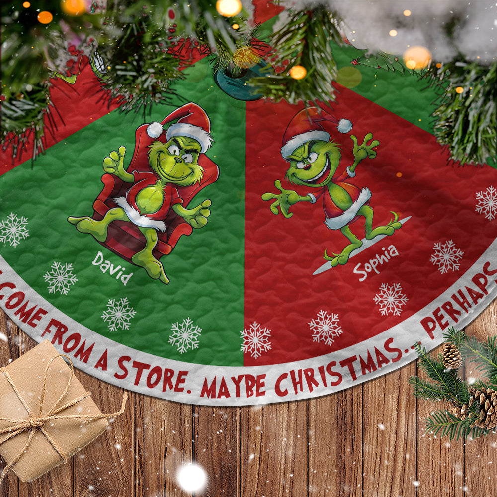 Personalized Family Christmas Tree Skirt - Cartoon Design