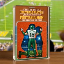Load image into Gallery viewer, Behind Every Football Player, There&#39;s a Football Mom - Personalized Acrylic Plaque for Mom Shaped Plaques PopCulturePrints
