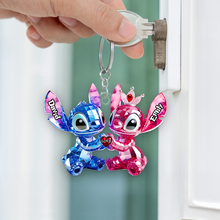 Load image into Gallery viewer, &quot;Celebrate Love with Custom Charm!&quot; - Blue Monster Couple Acrylic Keychain - Personalized Gifts for Couples Keychains PopCulturePrints
