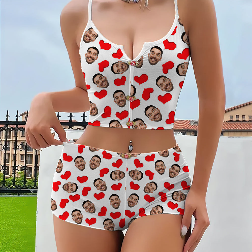 “Make Her Smile with Personalized Love!” - Heart Lingerie Set - Custom Photo Gifts For Her AOP Products PopCulturePrints