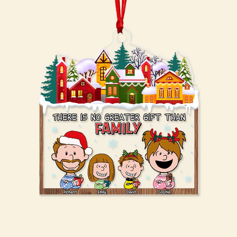 Personalized Family Christmas Ornament - Cartoon Design