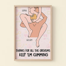 Load image into Gallery viewer, Personalized Funny Couple Canvas Print - Thanks for All the Orgasms Poster &amp; Canvas PopCulturePrints
