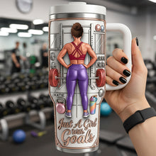 Load image into Gallery viewer, Just A Girl With Goals - Fitness Queen 40oz Tumbler | Personalized Gift for Gym Lovers Tumbler Cup PopCulturePrints
