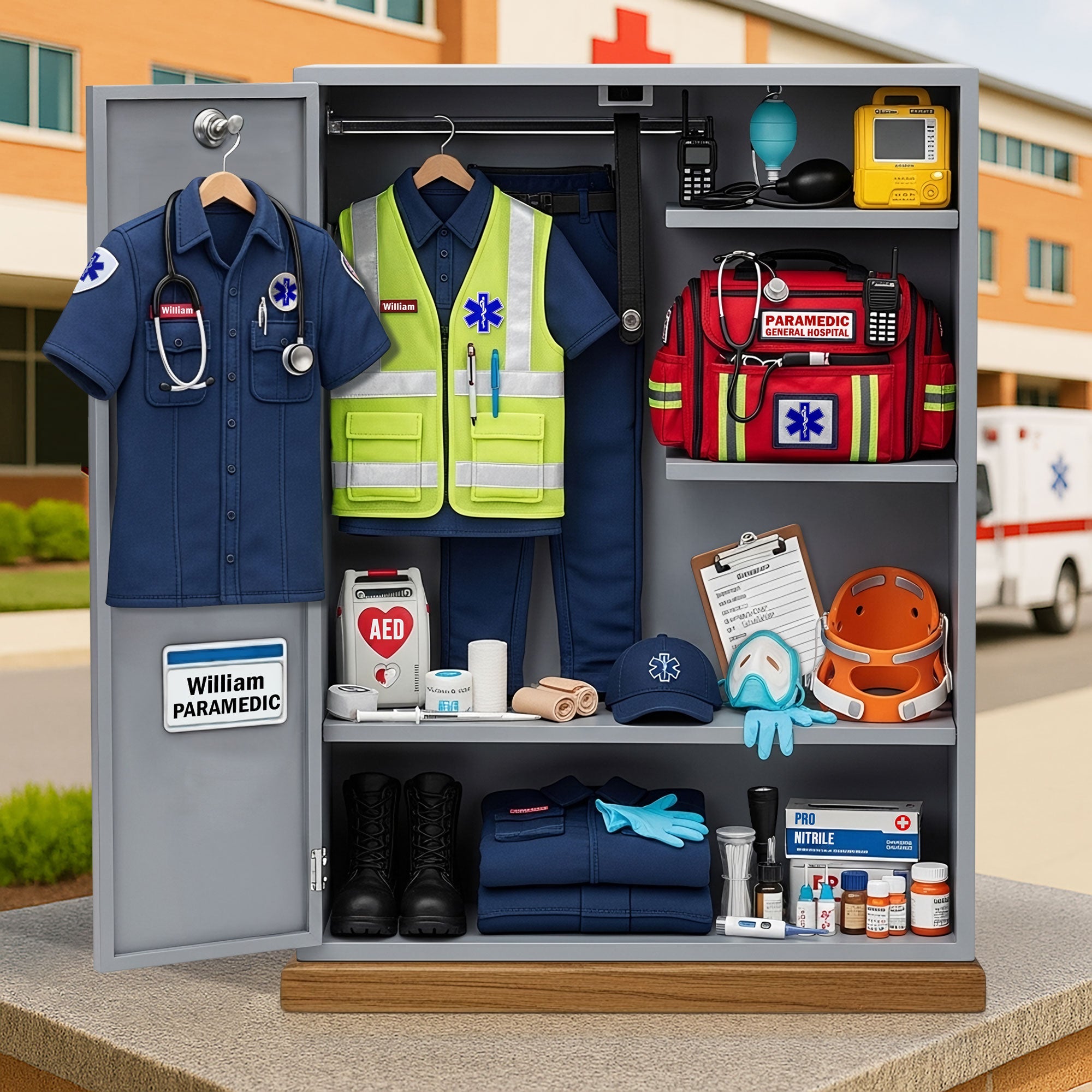 Celebrate Our Heroes: EMS Worker Personal Locker Plaque - Custom Personalized Gifts for Paramedics and EMTs Shaped Plaques PopCulturePrints