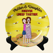 Load image into Gallery viewer, &quot;Forever Linked Together&quot; - Personalized Ceramic Round Plate for Mom and Daughter - Unique Gift for Mother&#39;s Day Ceramic Round Plate PopCulturePrints
