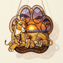 Load image into Gallery viewer, "Best Mom in the Pride Lands" - Personalized Suncatcher Ornament - Custom Gift for Moms, Children, and Special Occasions Ornament PopCulturePrints

