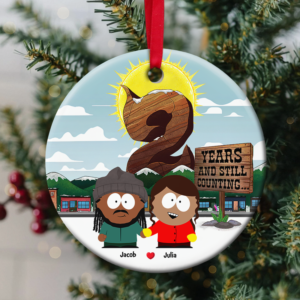 Custom 2nd Anniversary Valentine's Day Gifts Christmas Ornament for Couples Ornament PopCulturePrints