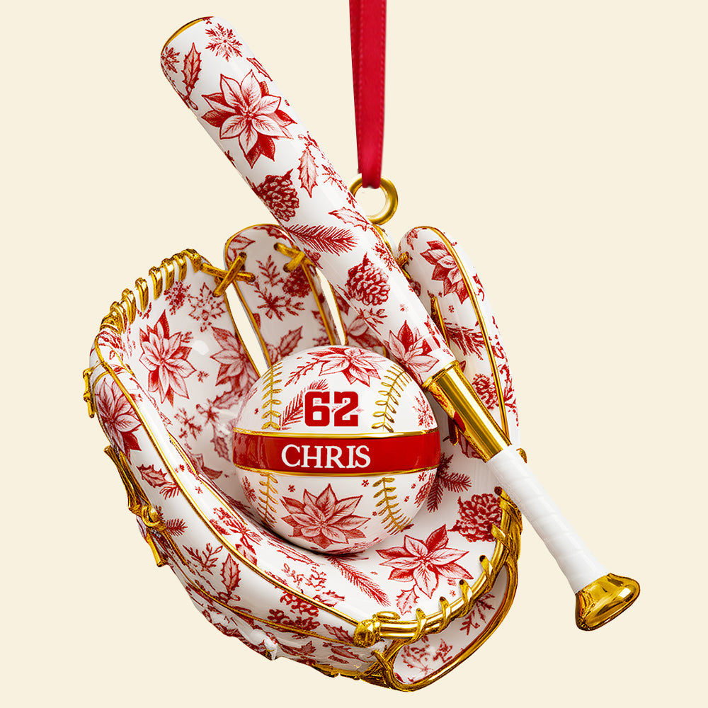 "A Touch of Christmas for Baseball Lovers" - Personalized Baseball Themed Ornament - A Unique Gift for Sports Enthusiasts, Friends, and Family Ornament PopCulturePrints