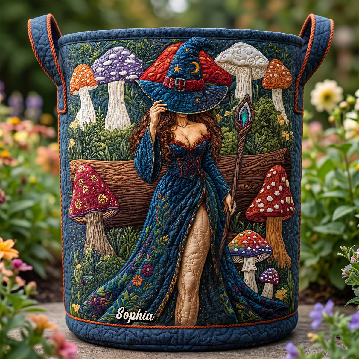 "Embrace the Magic of Nature" - Personalized Mushroom Nature Alchemist Quilted Laundry Basket - Gift for Witches, Nature Lovers, and Magical Souls Laundry Basket PopCulturePrints