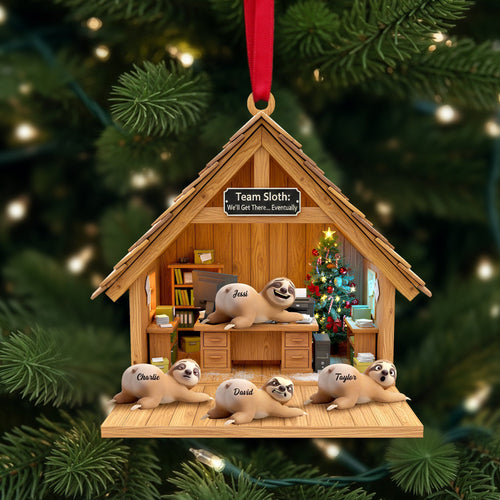 Team Sloth: We'll Get There... Eventually - Personalized Happy Workplace Sloth Ornament Ornament PopCulturePrints