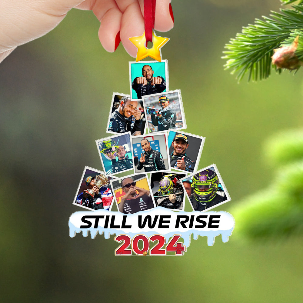 Personalized Racing Fan Photo Christmas Ornament - Still We Rise 2024