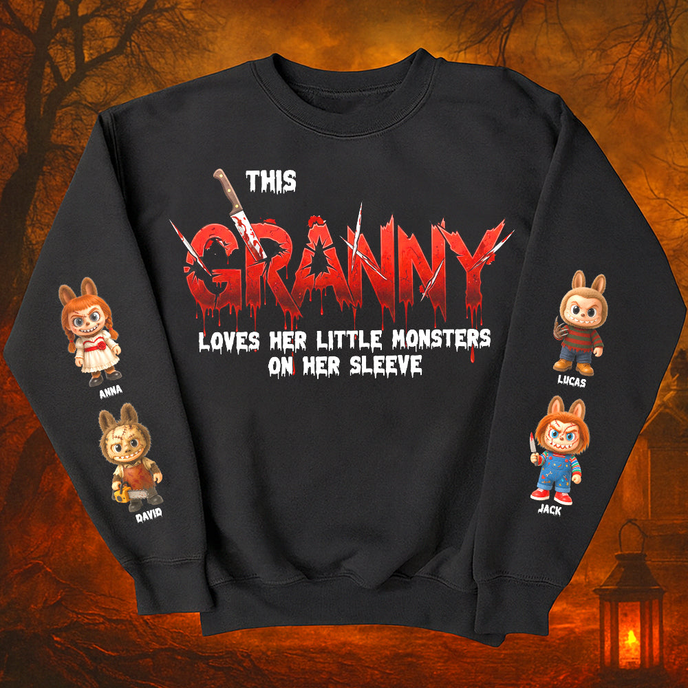 This Grandma Loves Her Little Monsters - Personalized Spooky Grandma Shirt AOP Products PopCulturePrints