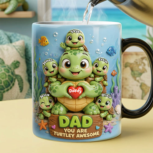 Turtley Awesome Dad Coffee Mug - Personalized Gift for Dad and Grandpa Coffee Mug PopCulturePrints