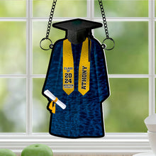 Load image into Gallery viewer, Personalized Graduation Gown Suncatcher Ornament - Customizable 2024 Gift Suncatcher PopCulturePrints

