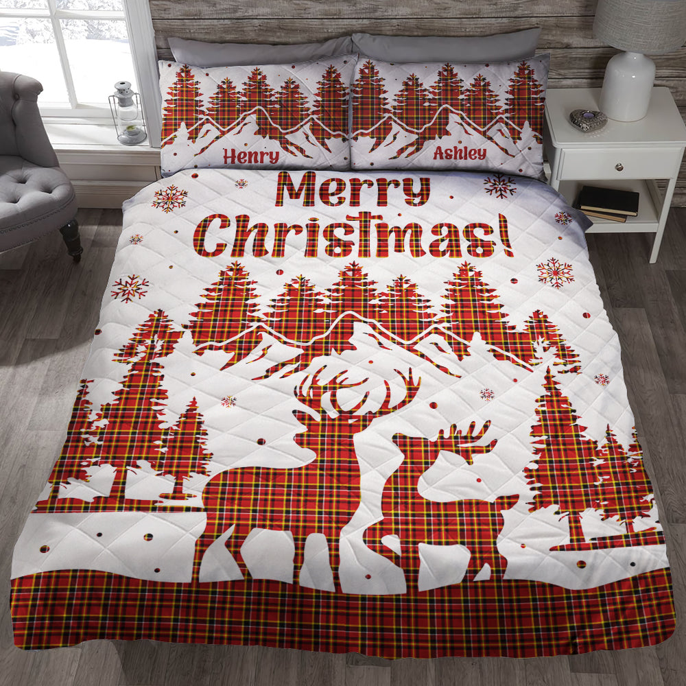 Personalized Christmas Quilt Bed Set for Couples - Cozy Holiday Gift | Valentine's Day Gifts Blanket PopCulturePrints