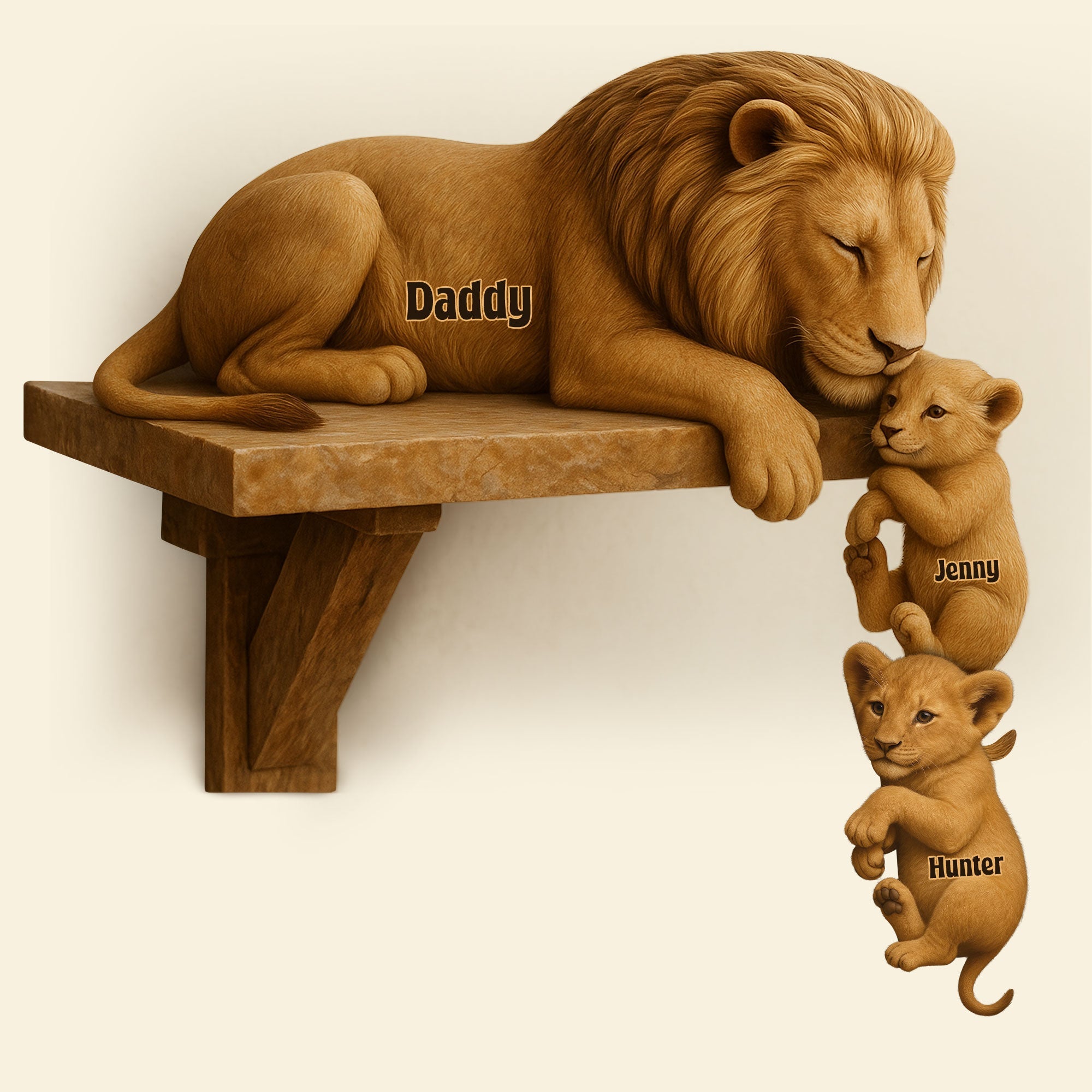 “A Father's Love is Roaring” - Lion Dad Plaque, Personalized Gift for Dad, Grandpa & More Shaped Plaques PopCulturePrints